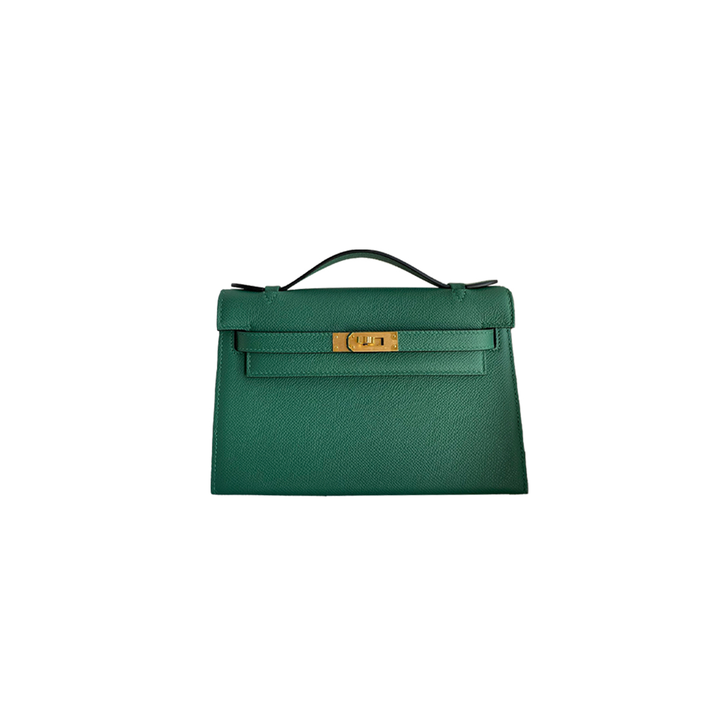 H**mes kelly pochette handmade bag in malachite epsom calfskin (22*14*7cm)